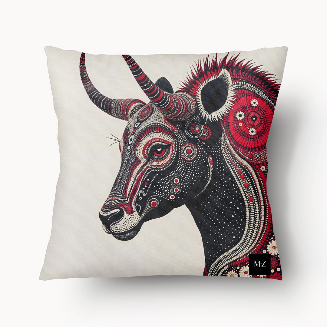 Housse de Coussin AFRIQUE - Animal Totem Zébu mzelle design