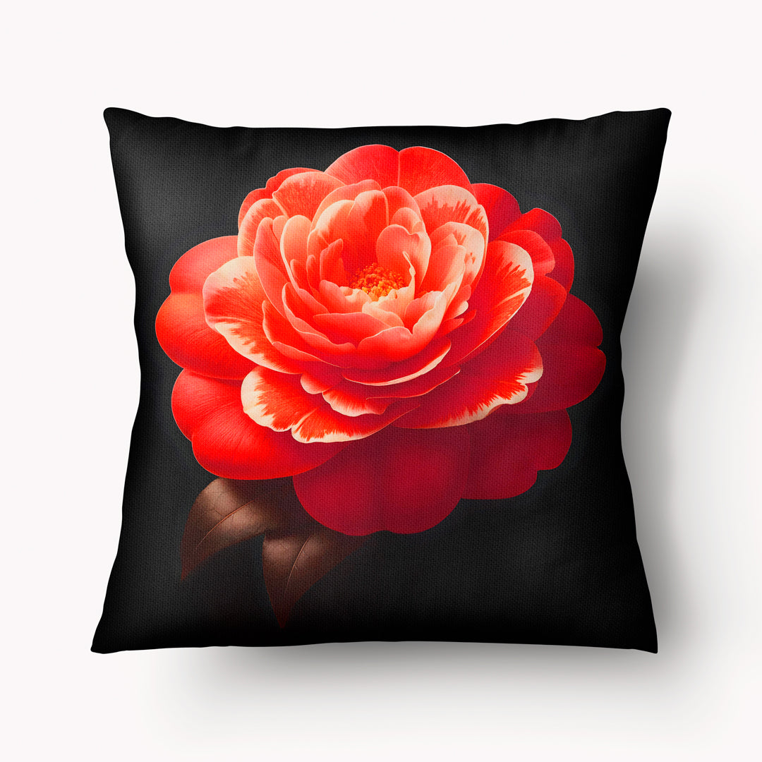 Funda de cojín ASIA - Retrato teatral de camelia naranja - 45 cm