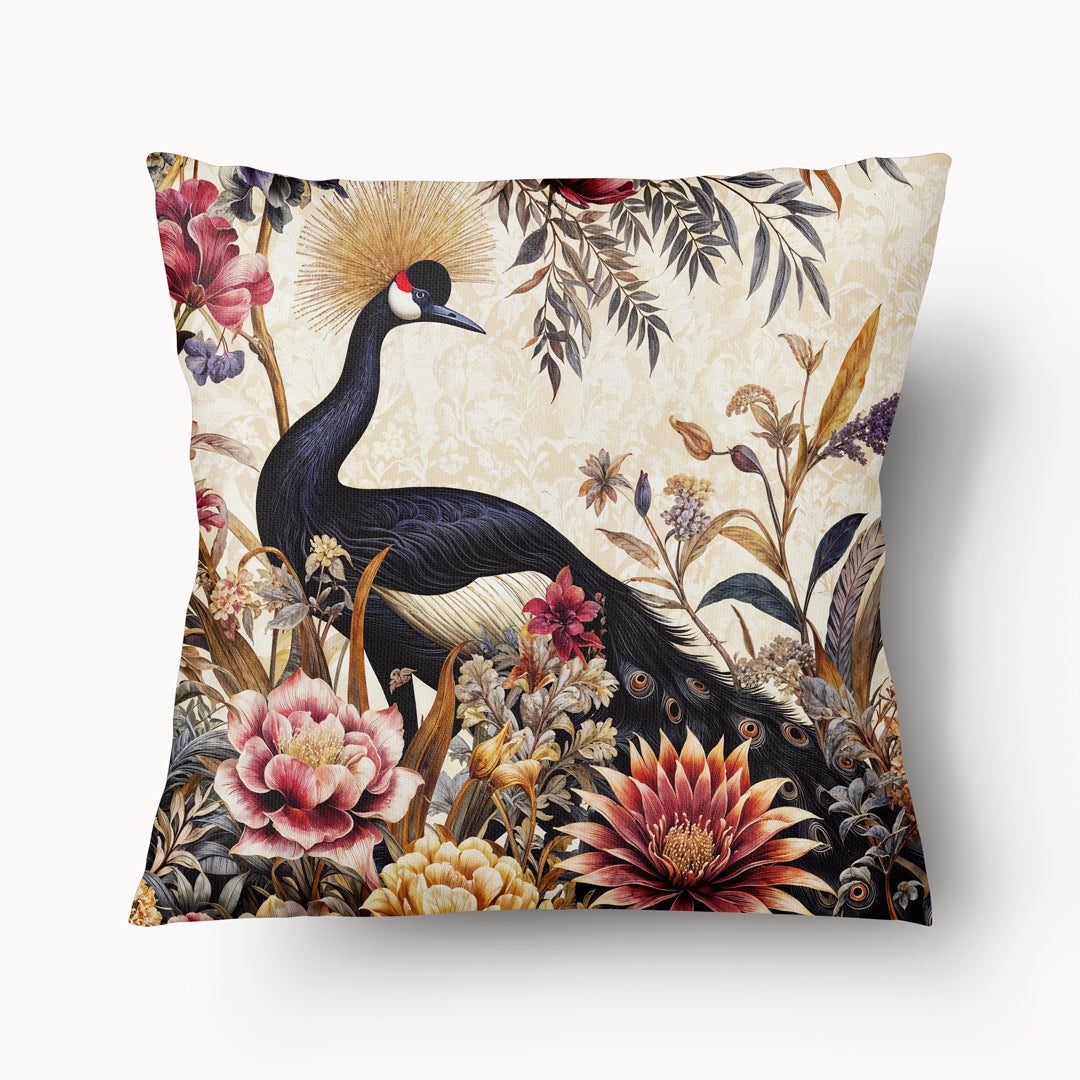 Housse de Coussin BESTIAIRE - une Canopée Fantastique avec une Grue Paon Mzelle Design