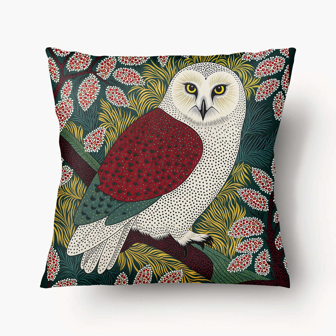 Housse de Coussin BESTIAIRE - Duo Chouette Adélaïde  vert écru rouge mzelle design