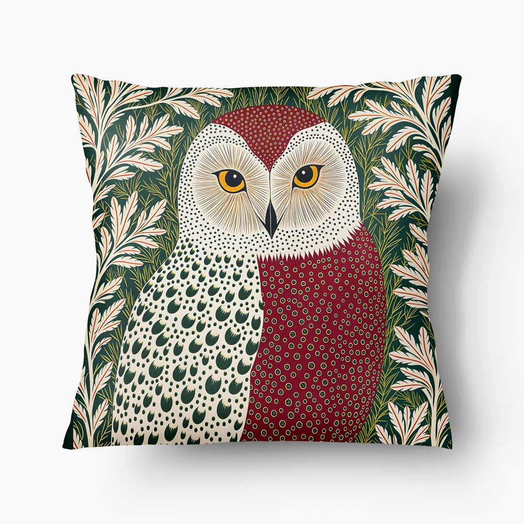 Housse de Coussin BESTIAIRE - Duo Chouette Adélaïde verso vert et rouge mzelle design