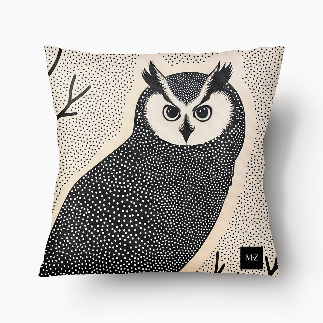 Funda de cojín BESTIAIRE - Dúo gráfico de búhos - 45 cm