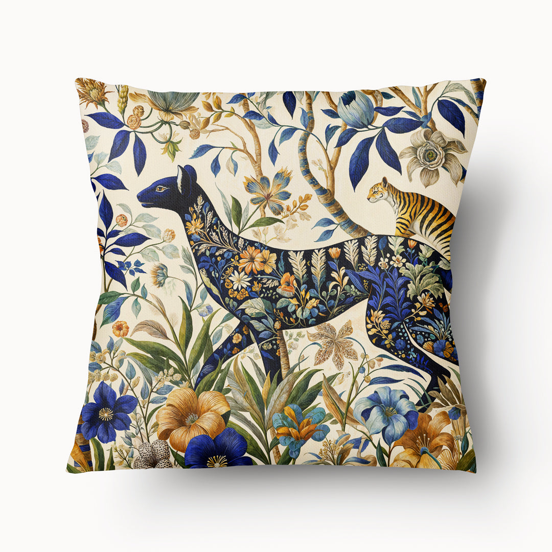 Housse de Coussin BESTIAIRE - Motif naifs panthère noire dans la Jungle Poétique Sambô Mzelle design