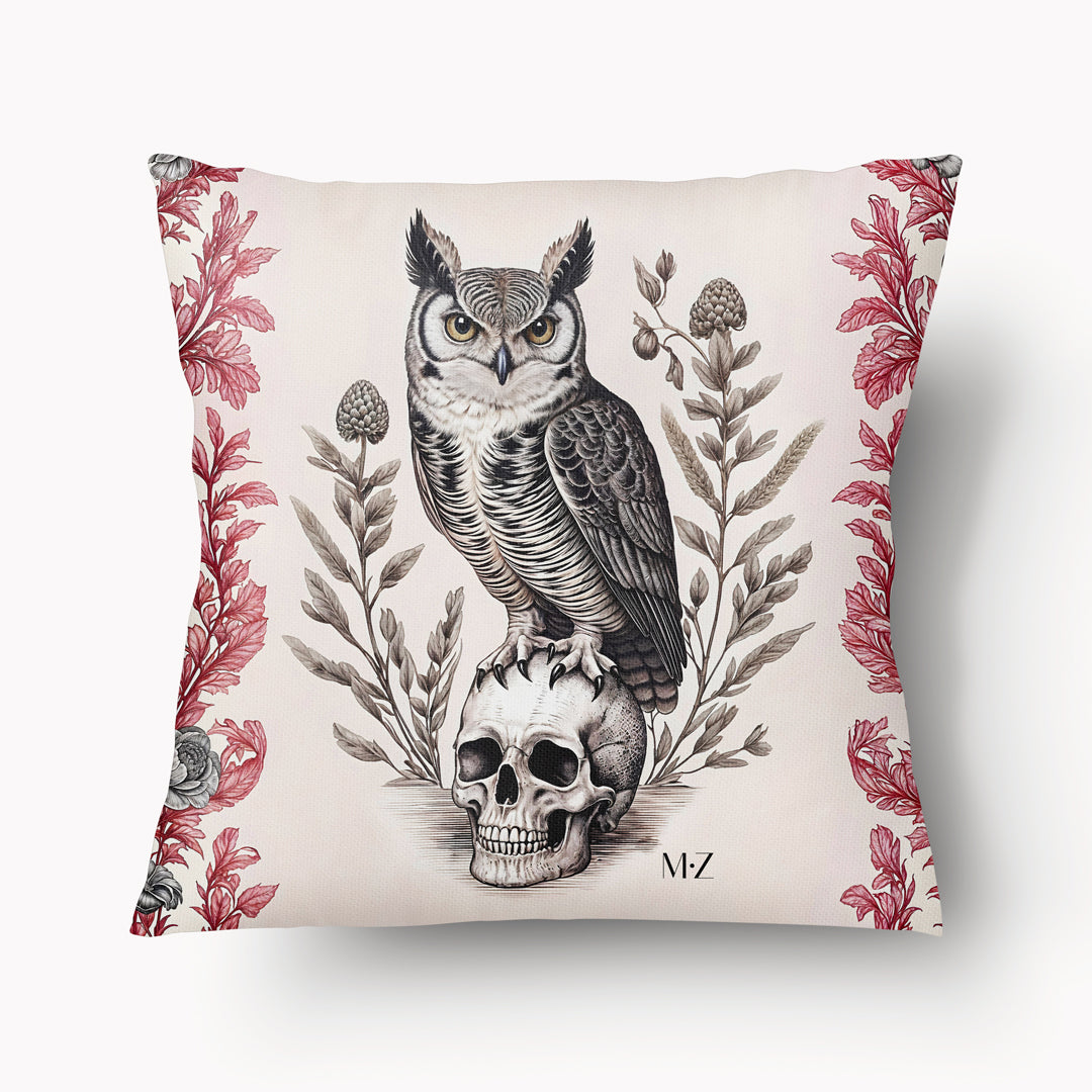 Housse de Coussin BESTIAIRE - Duo Vanité Grand Duc et Chouette - 45 et 55cm