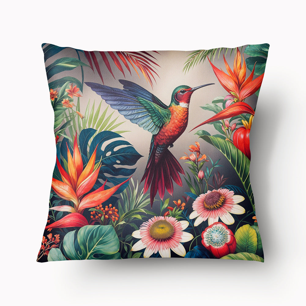 Funda de cojín CARIBE - Dúo de colibríes acuarela - 45 cm