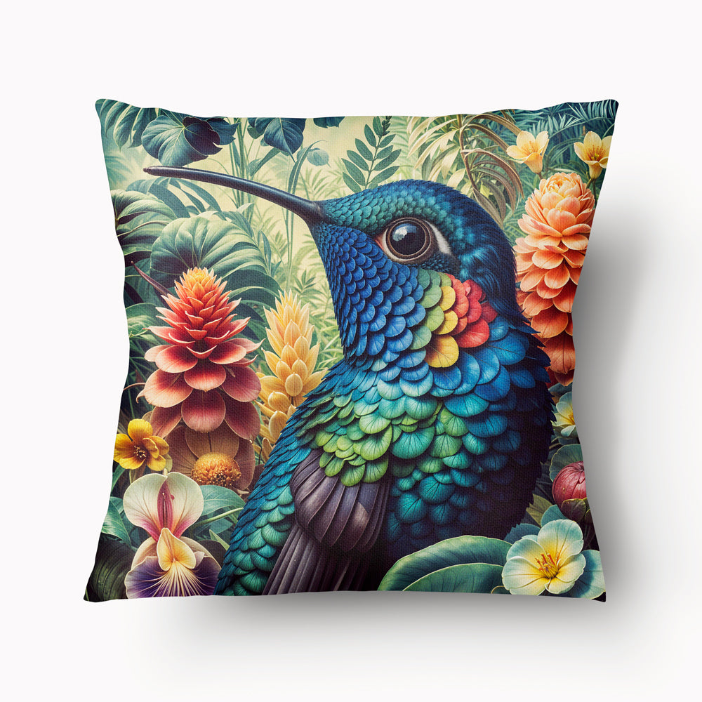 Funda de cojín CARIBE - Dúo de colibríes en el jardín - 45 cm