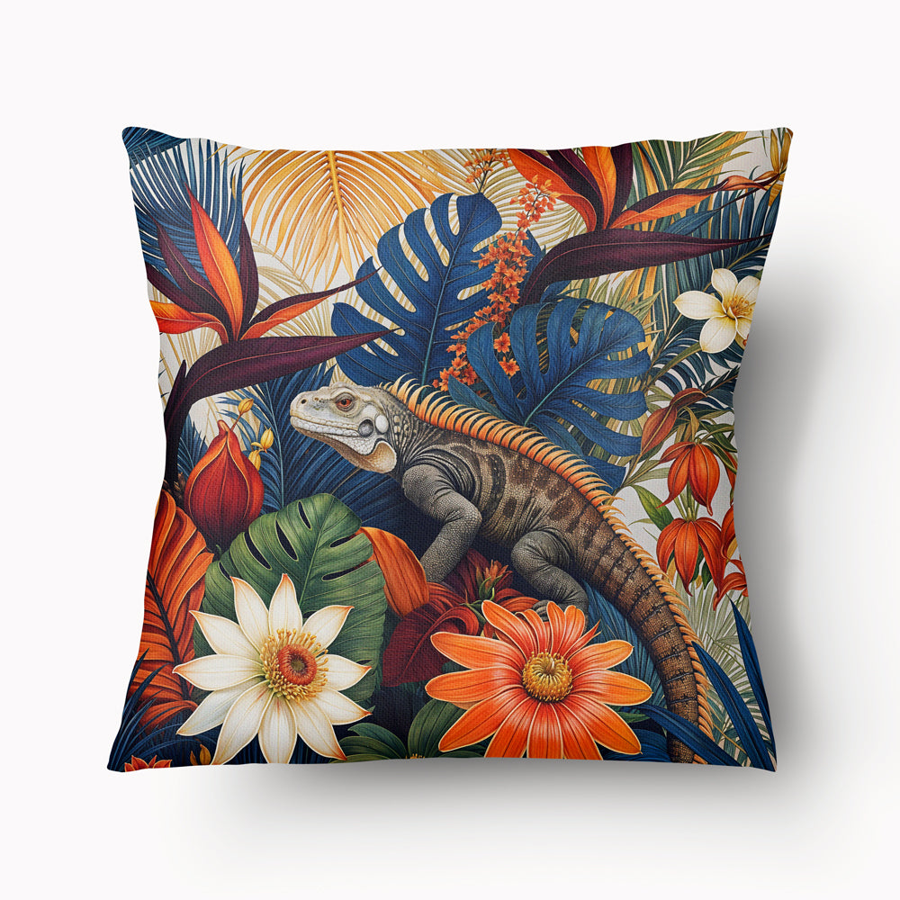 CARIBBEAN Cushion Cover - Floral Iguana Duo - 45 and 55cm