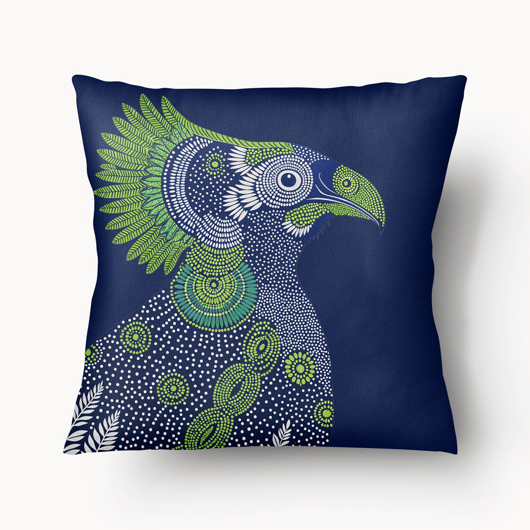 Housse de Coussin CARAIBE Mzelle Design - Oiseau  Tropical bleu et vert