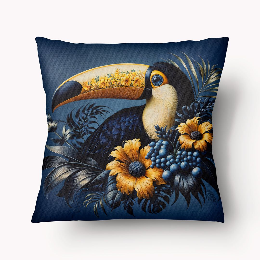 Housse de Coussin CARAÏBE - Duo Toucans Kuros Bleu mzelle design