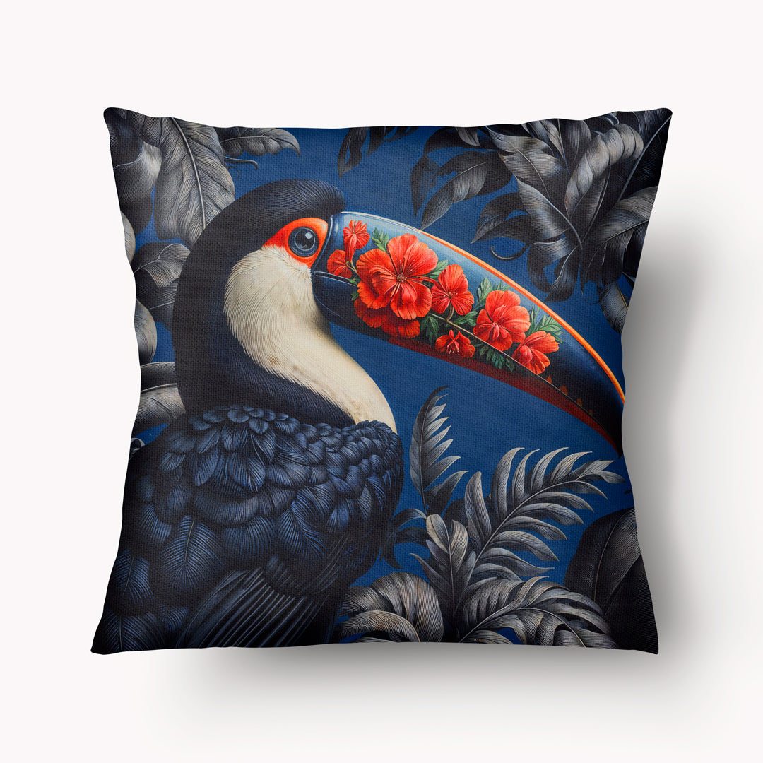 Housse de Coussin CARAÏBE - Duo Toucans Kusari Bleu et rouge