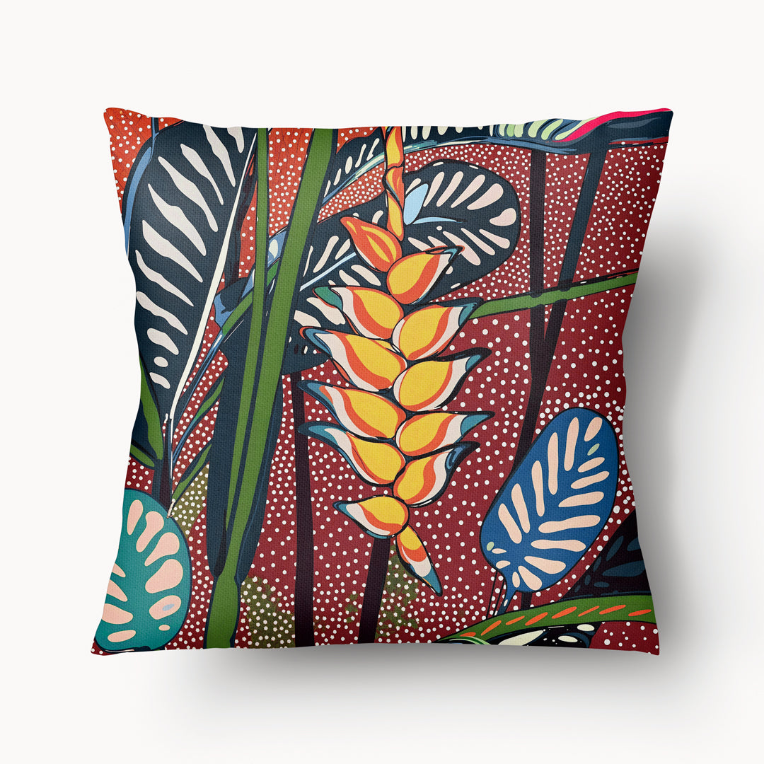 Housse de Coussin CARAÏBE - Jardin Tropical Fleur d'Héliconia Jaune Mzelle Design