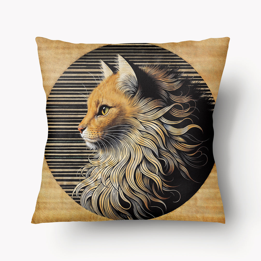 Funda de cojín CAT - Duo Les Rustiques Ocre y Negro - 45cm