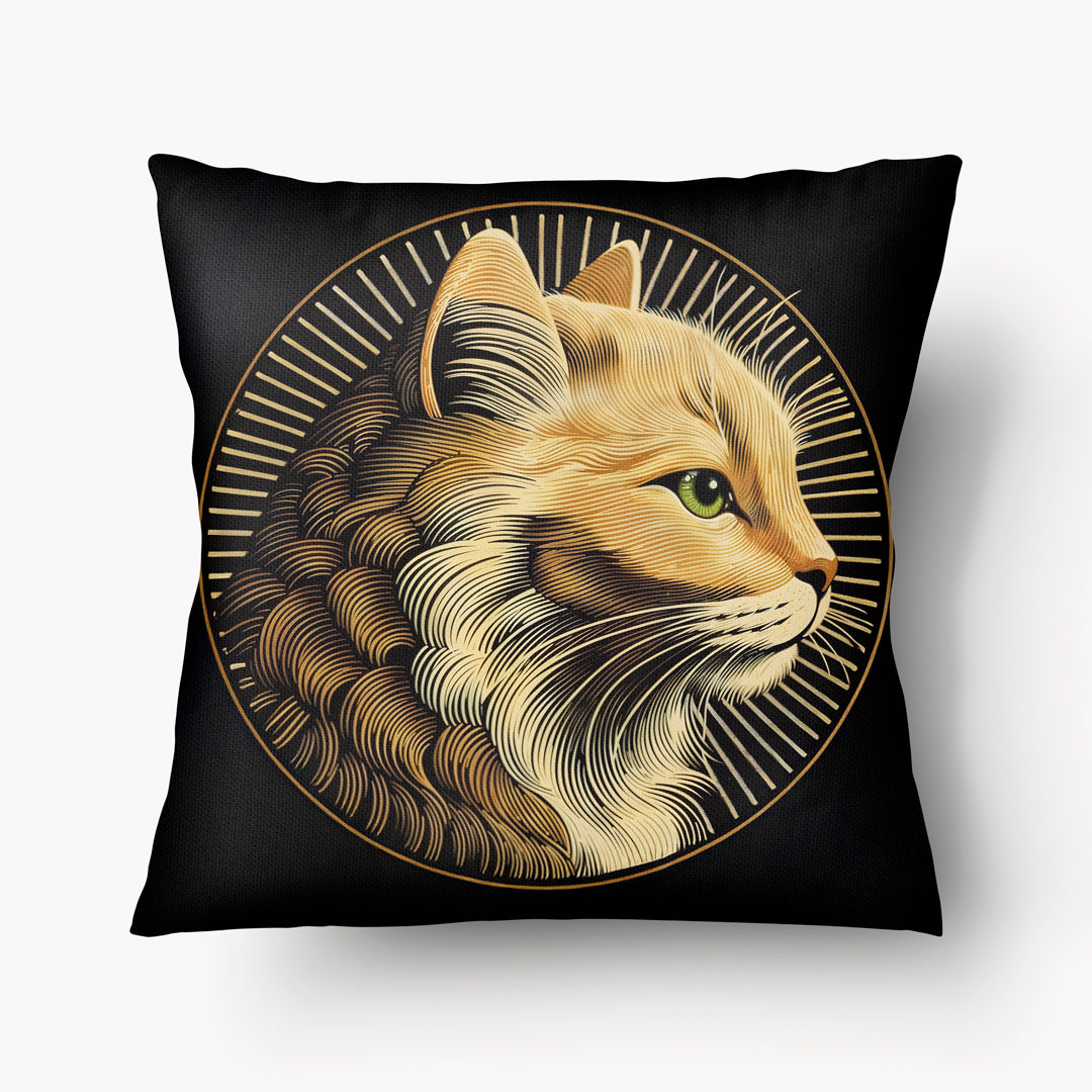 Funda de cojín CAT - Duo Les Rustiques Ocre y Negro - 45cm