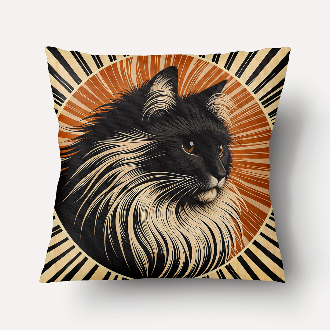 Funda de cojín CAT - Dúo Ukiyo-E Ocre y Negro - 45 cm