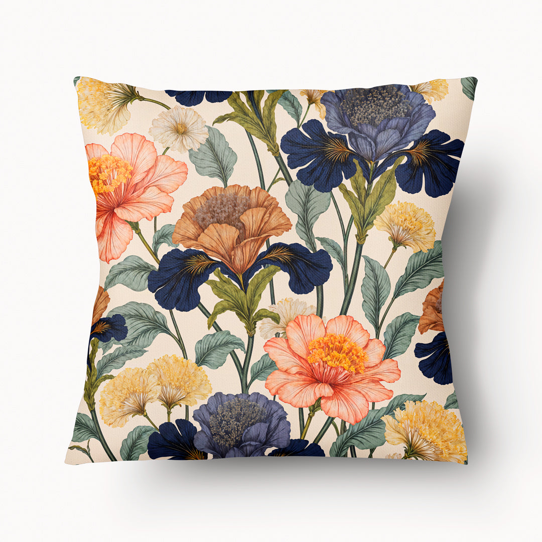 Funda de cojín floral - Azul Real Iris Duo - 45 cm