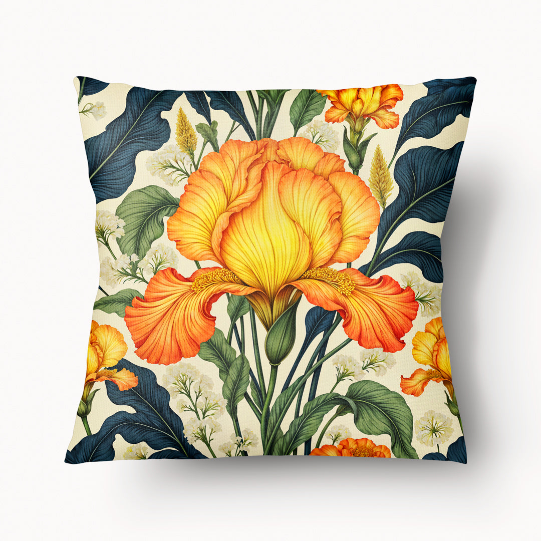 Floral Cushion Cover - Yellow Iris Duo - 45cm
