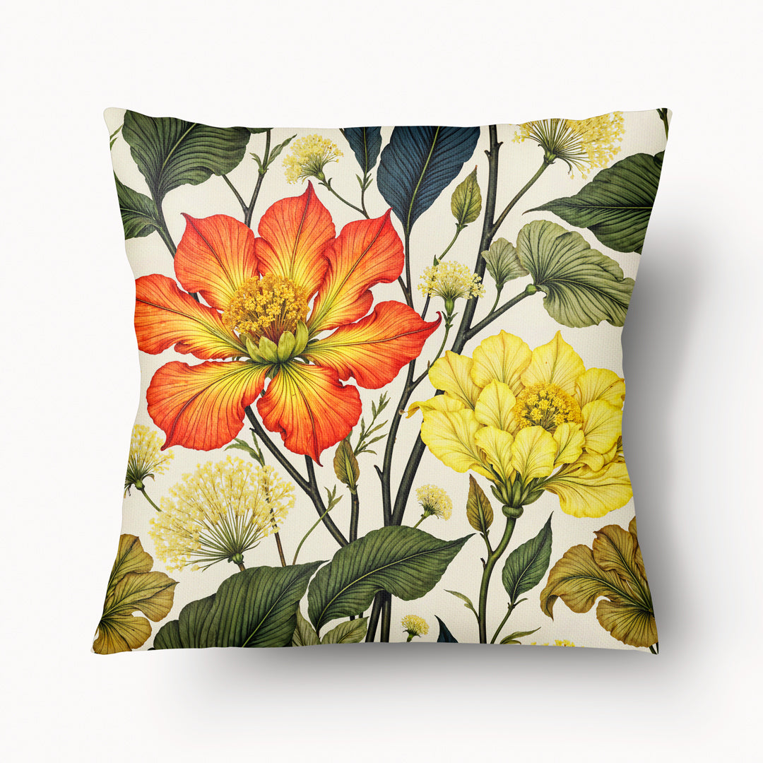 Floral Cushion Cover - Yellow Iris Duo - 45cm