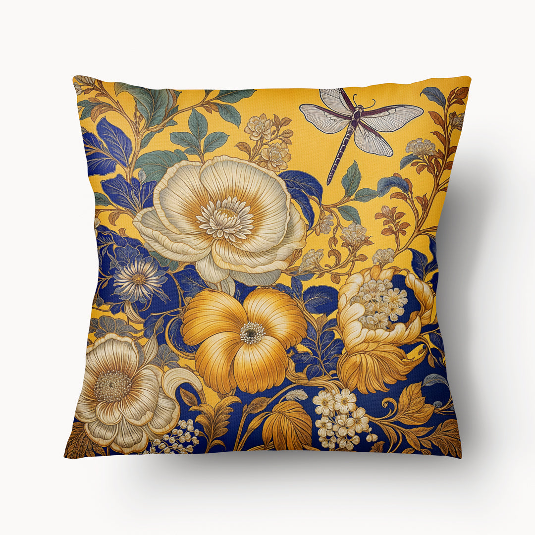 Housse de Coussin FLORAL - Fleurs jaune et bleu au Jardin Provençal Du Castellet Mzelle design