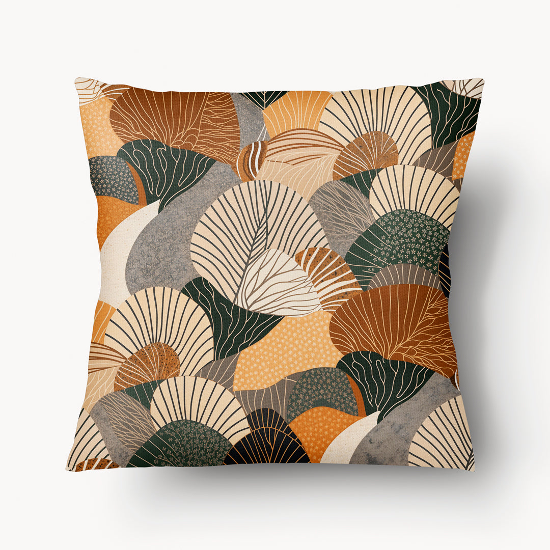 Housse de Coussin GRAPHIQUE - Motifs Neo Art Déco ocre vert gris Mzele design