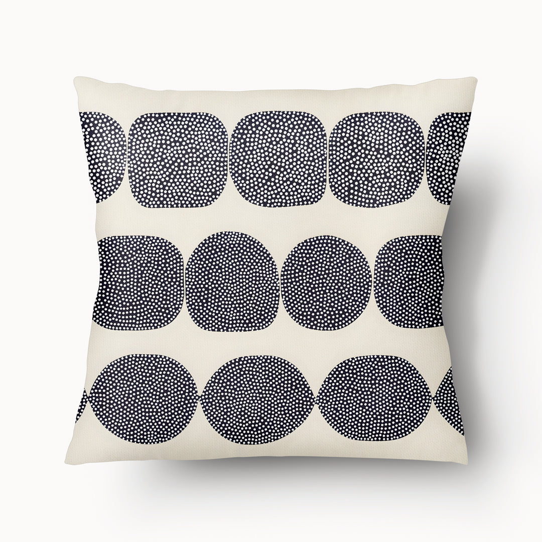 Housse de Coussin GRAPHIQUE - motif géométrique effet Pointillisme Noir Bleuté sur fond ecru mzelle design