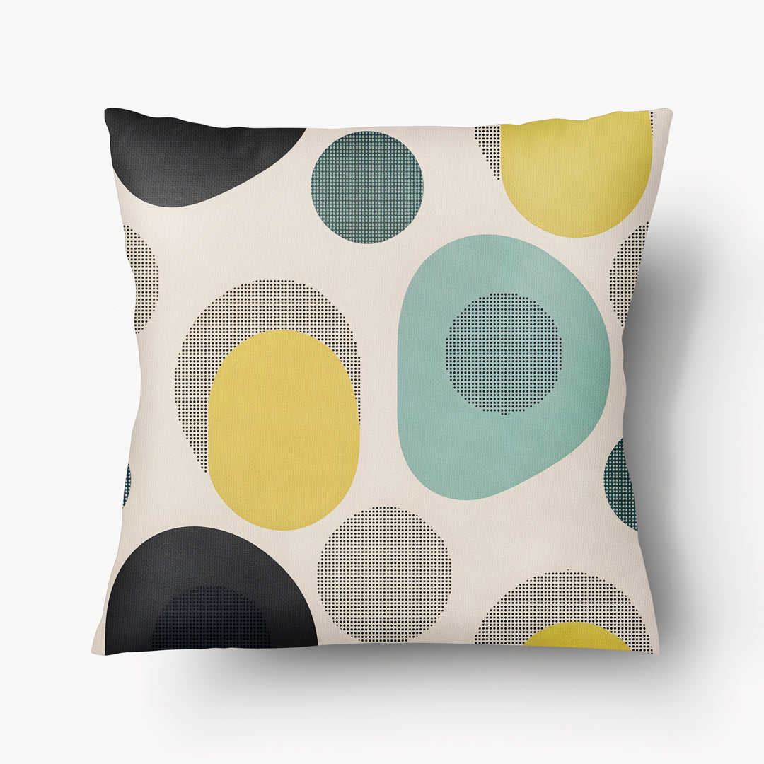 Housse de Coussin GRAPHIQUE - Motifs Vintage Géométriques tons pastels sur fond banc Mzelle design