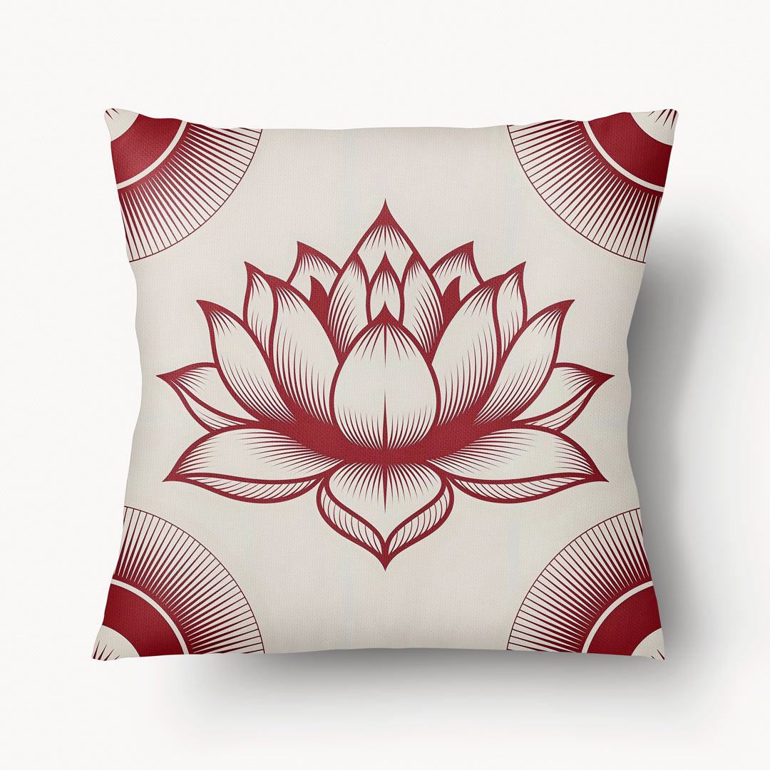 INDIA Cushion Cover - Lotus Flower Duo Bordeaux - 45cm