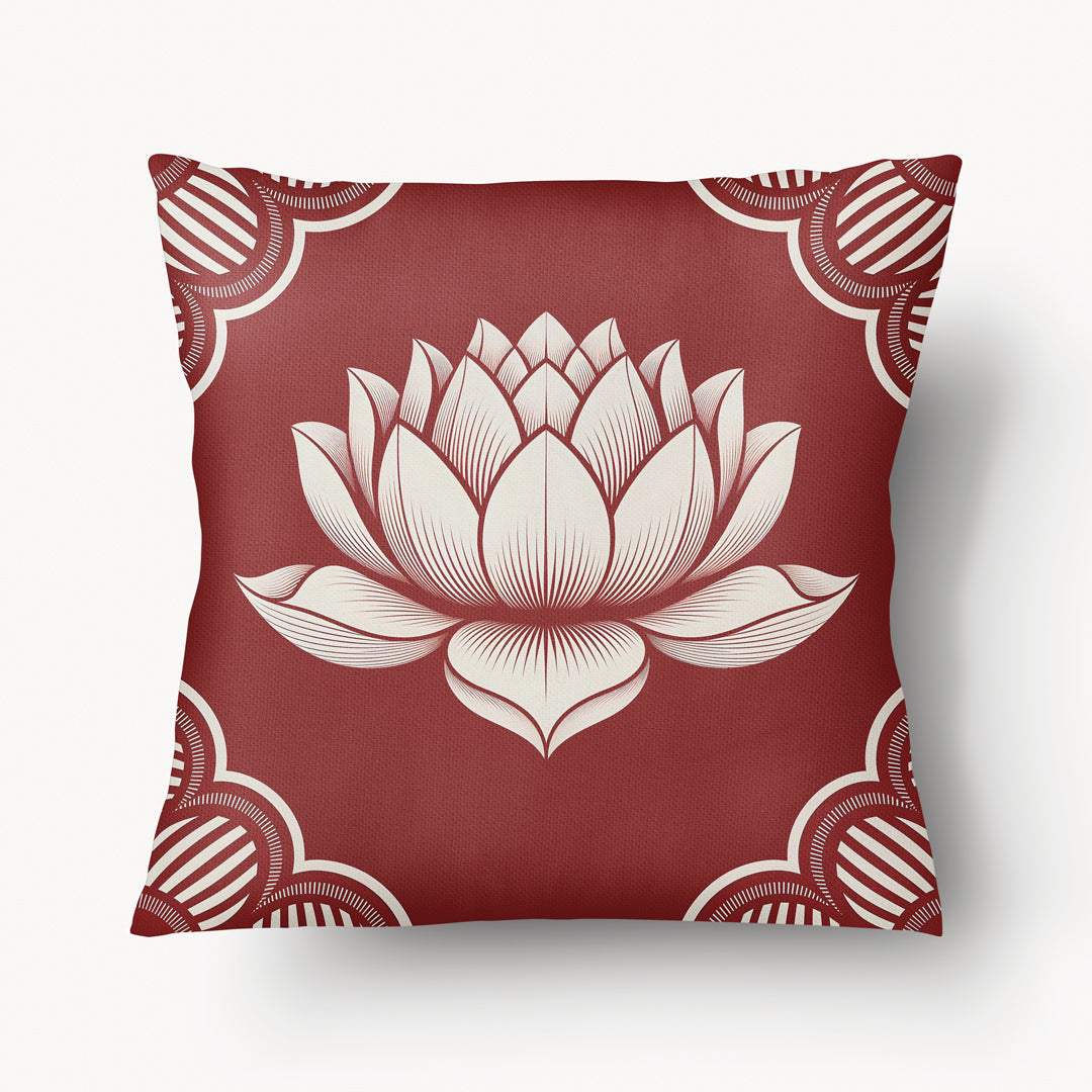 INDIA Cushion Cover - Lotus Flower Duo Bordeaux - 45cm