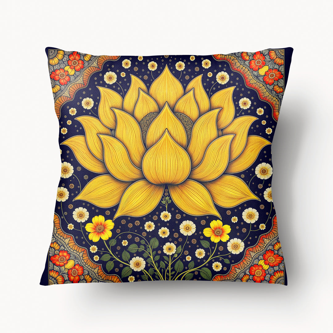 Funda de cojín INDIA - Flor de loto amarilla Noor - 45 y 55 cm