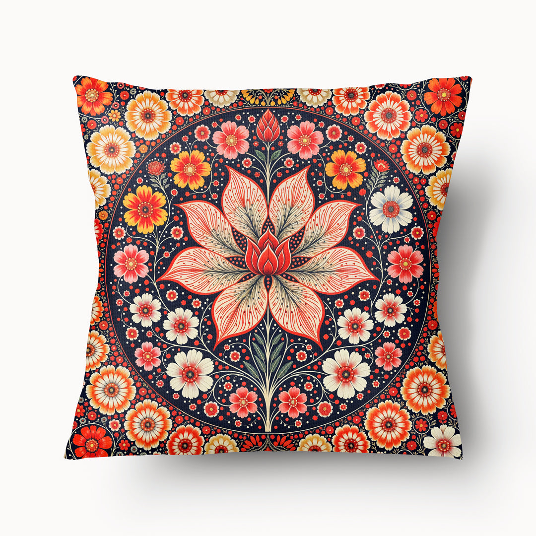 Housse de Coussin INDE Mzelle design - Motif décoratif mandala avec une grande fleur de lotus