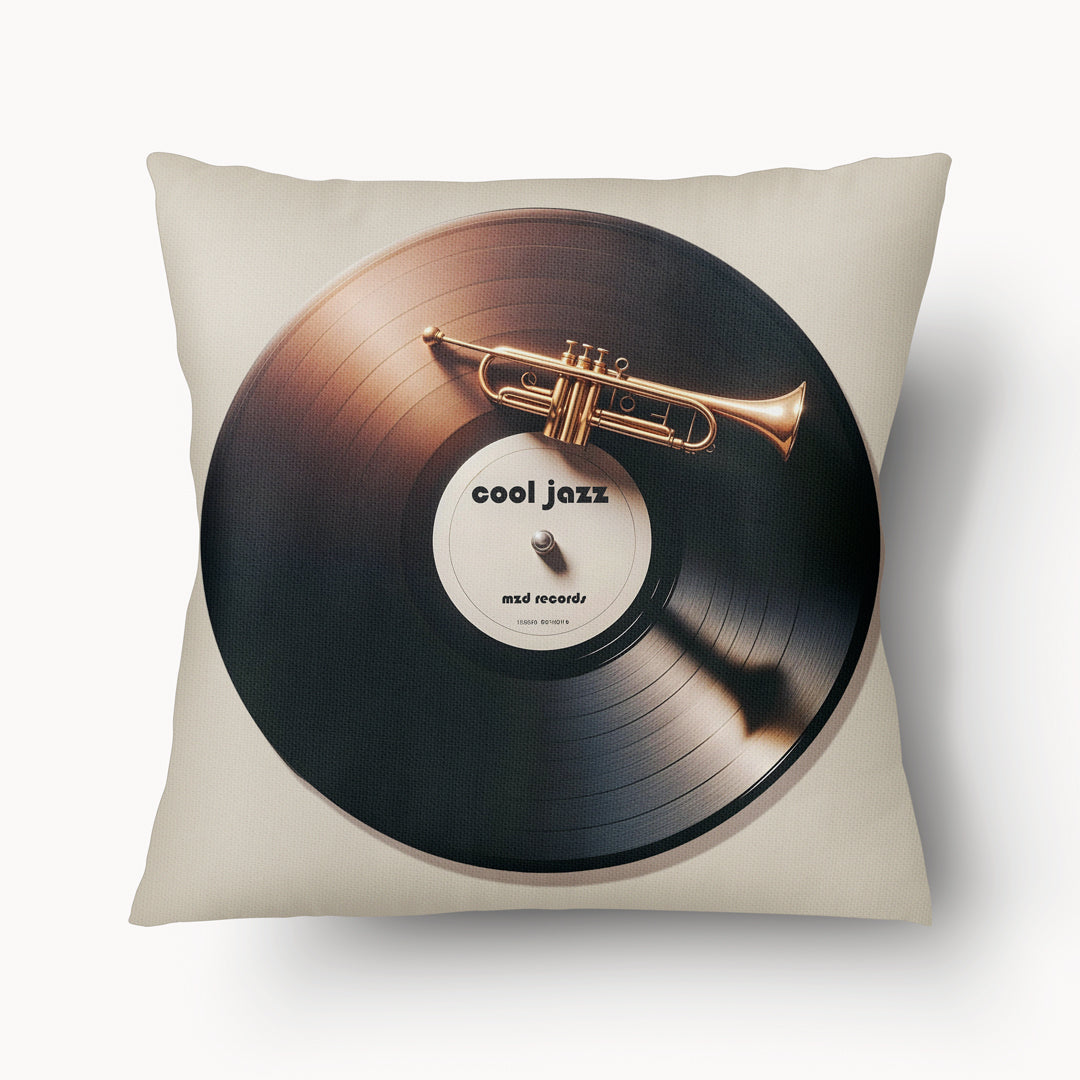 MUSIC Cushion Cover - Cool Jazz Vinyl Record Duo - 45cm