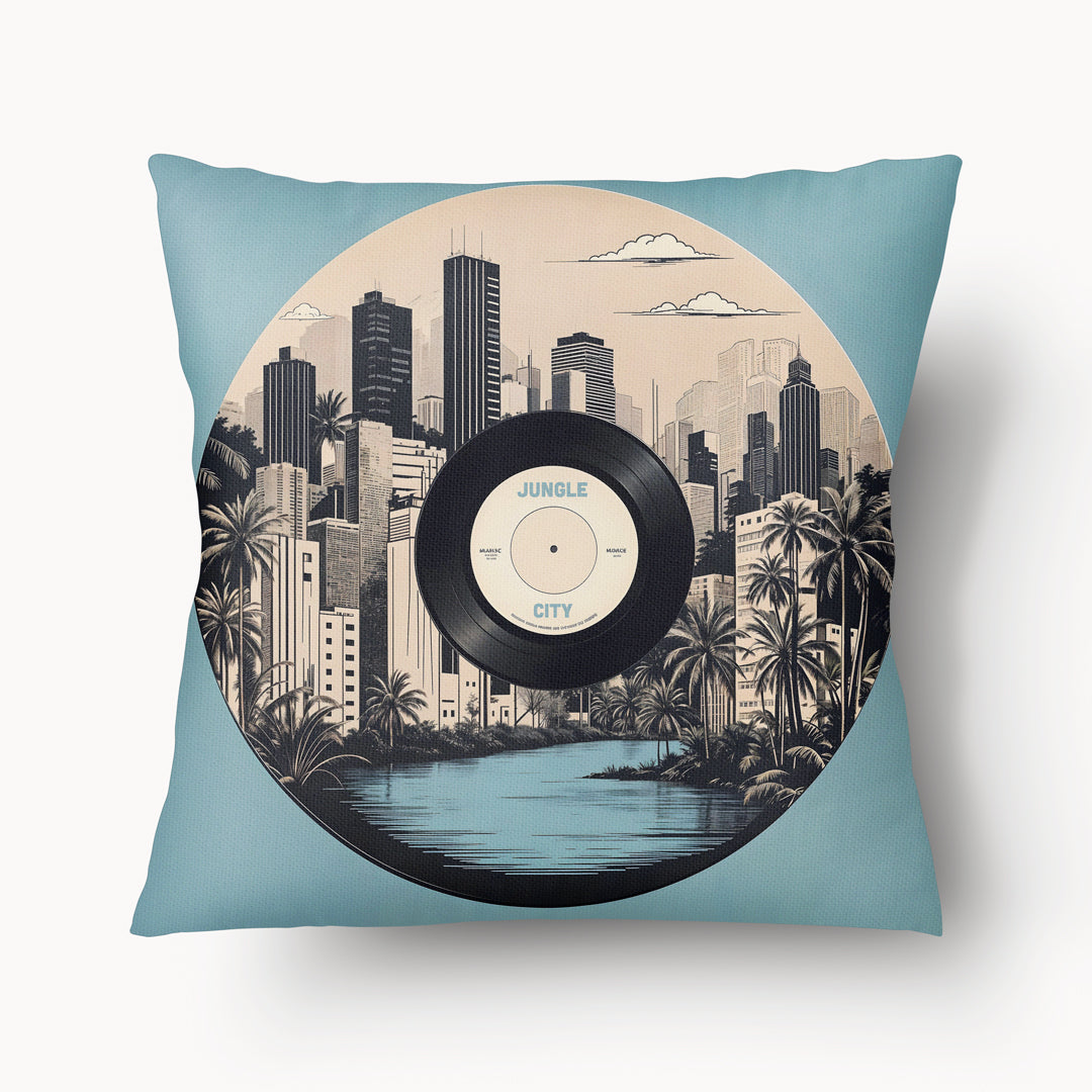 MUSIC Cushion Cover - Jungle City Vinyl Record Duo - 45cm
