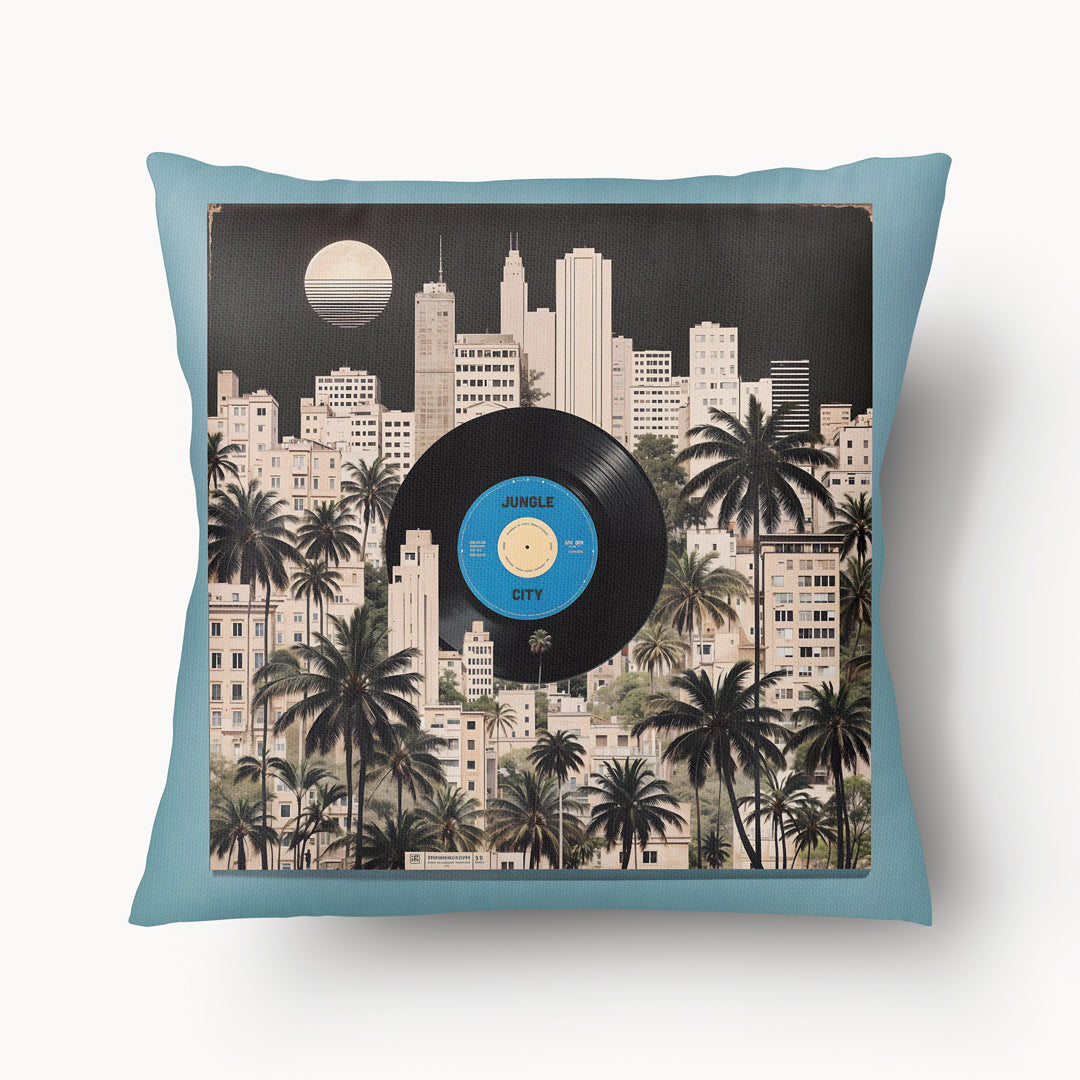 MUSIC Cushion Cover - Jungle City Vinyl Record Duo - 45cm