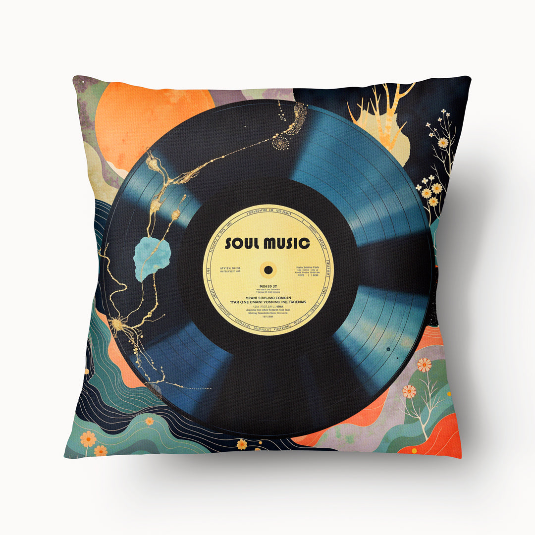 Funda de cojín MUSIC - Dúo de vinilo Soul Music - 45 y 55 cm