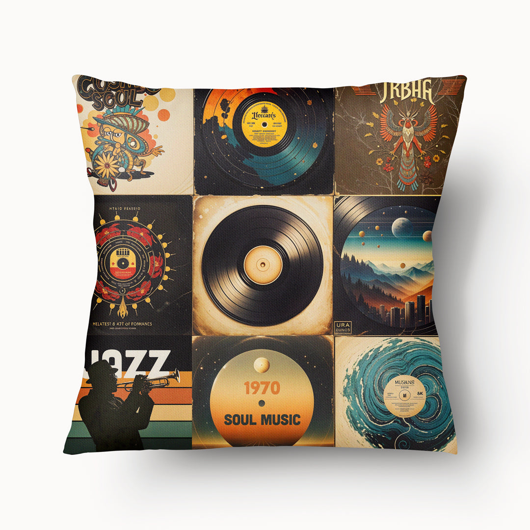 MUSIC Cushion Cover - Solo Vintage Vinyl Covers - 45cm