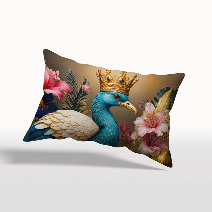 Housse rectangulaire satinée Mzelle Design 50x30cm - Un bel oiseau au plumage et au panache spectaculaire