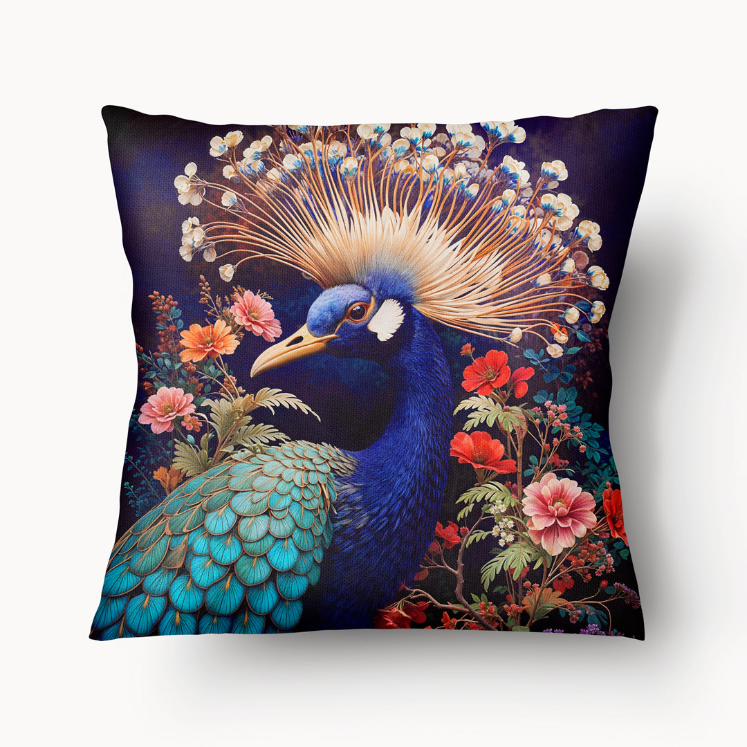 Housse de Coussin OISEAUX avec un Beau Panache sur fond bleu violet mzelle design