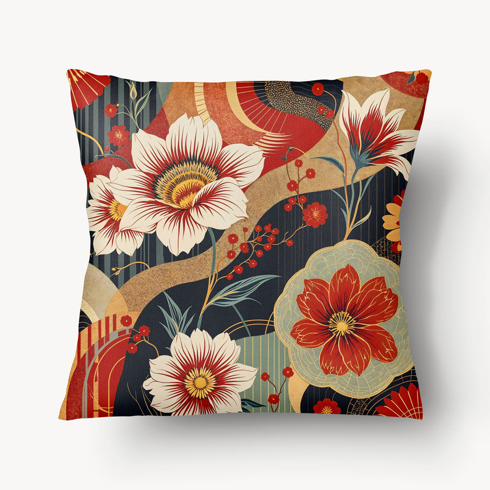 Housse de Coussin ASIE - Duo Gengis Khan Floral - 45 et 55cm