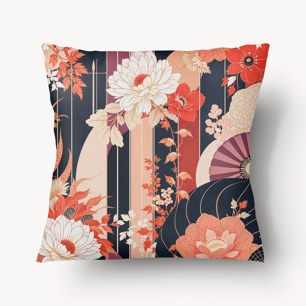 ASIA Cushion Cover - Kimono Floral Stripes Duo - 45 and 55cm