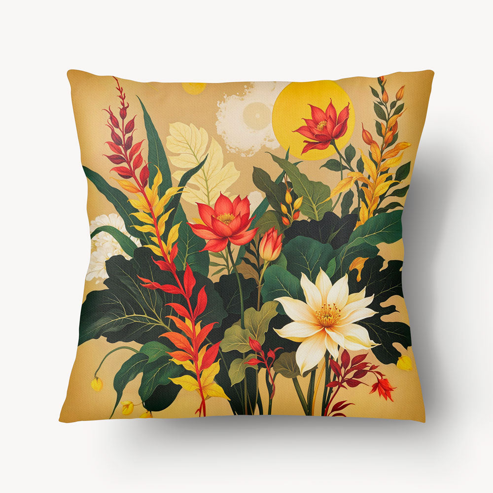 FLORAL Cushion Cover - Camel Bouquet Duo - 45 and 55cm