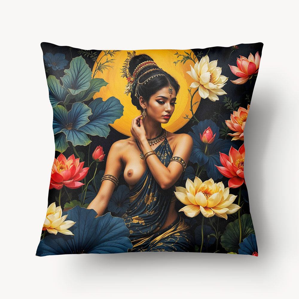 INDIA Cushion Cover - Duo Khajuraho Lotus - 45cm