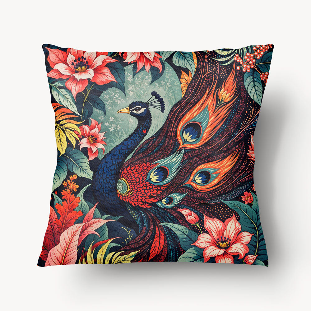 INDIA Cushion Cover - Floral Peacock Duo - 45cm