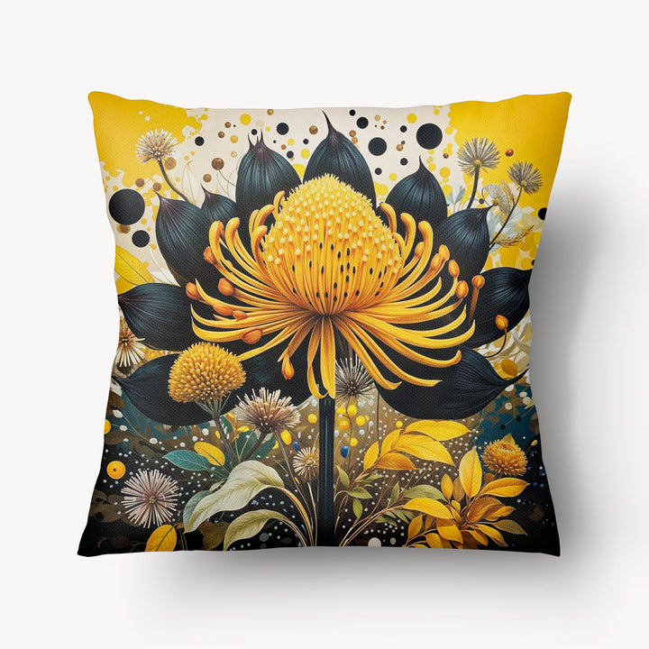 Coussin pour la décoration intérieur thème fleurs Mzelle Design - jaune et noir