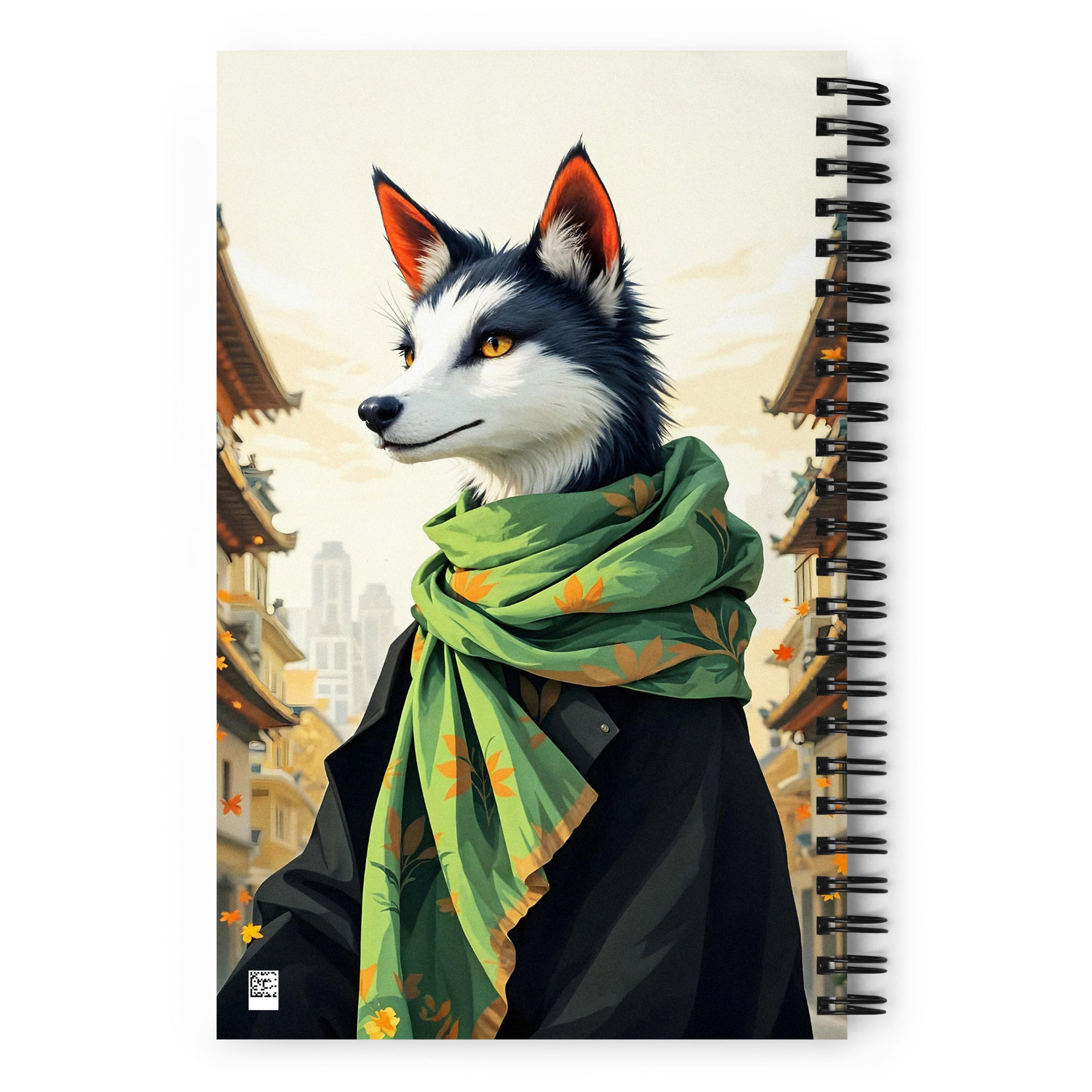 Carnet a spirale A5 MZelle Design édition limitée, illustration kawai japon loup avec une écharpe