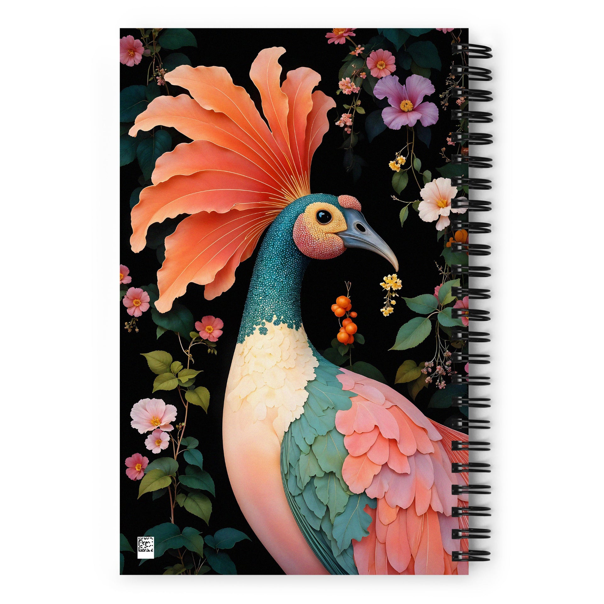 Carnet à spirale MZelle Design format A5 illustré recto verso motif oiseau art déco