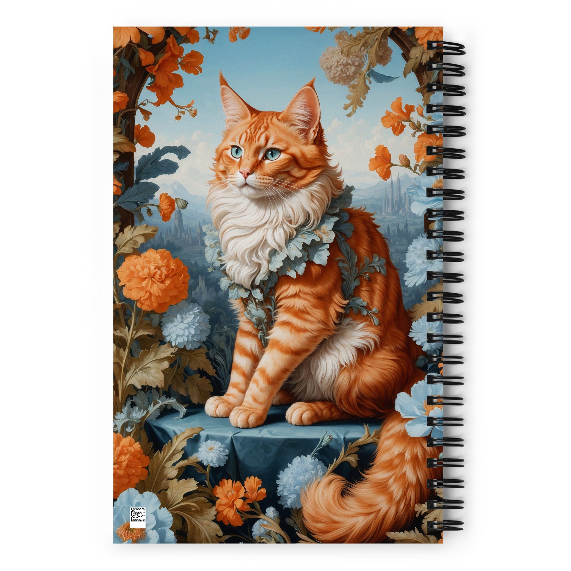 carnet a spiral couverture illustrée d'un chat persan roux baroque marque mzelle design