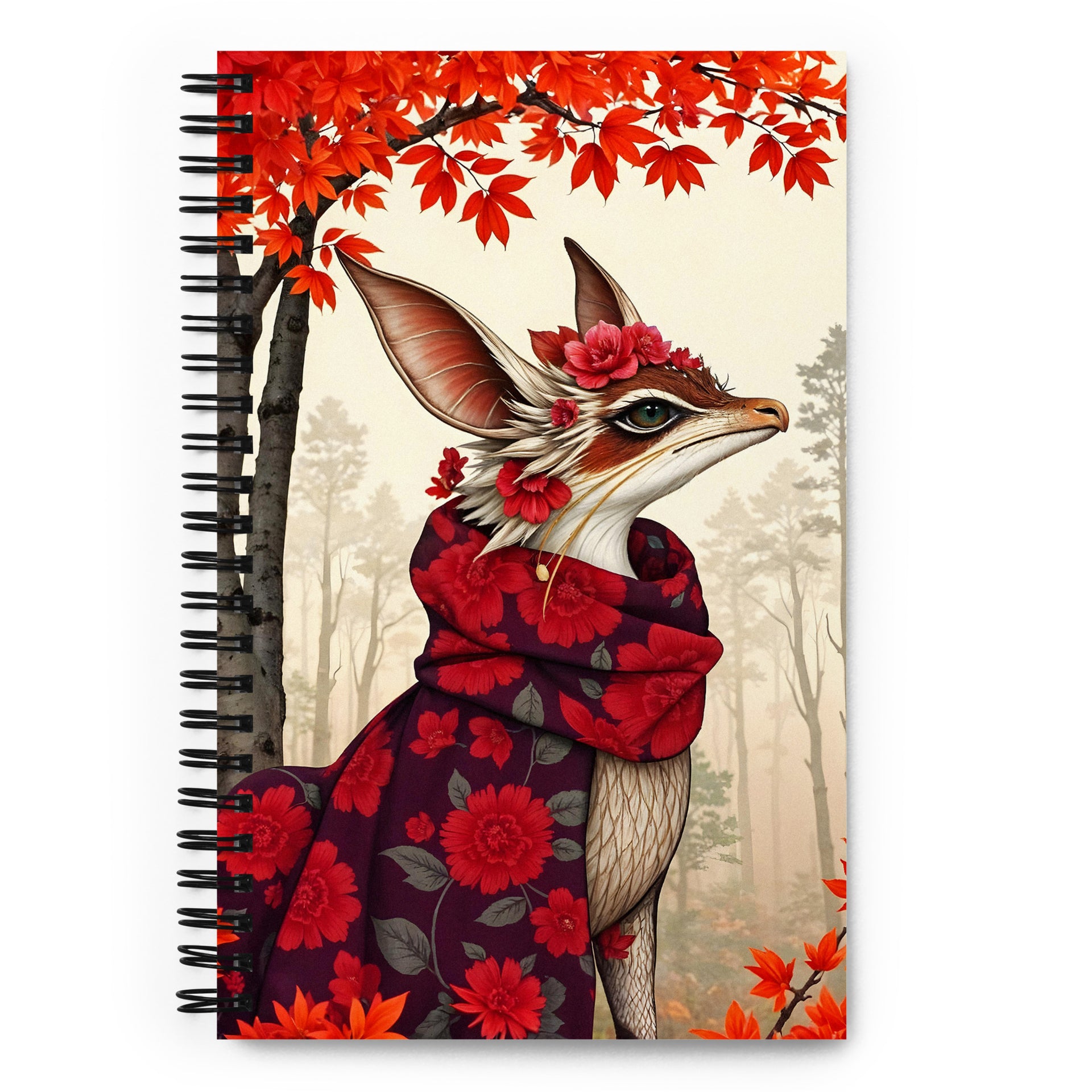 Carnet a spirale A5 MZelle Design édition limitée, illustration kawai japon animal fantastique avec une écharpe