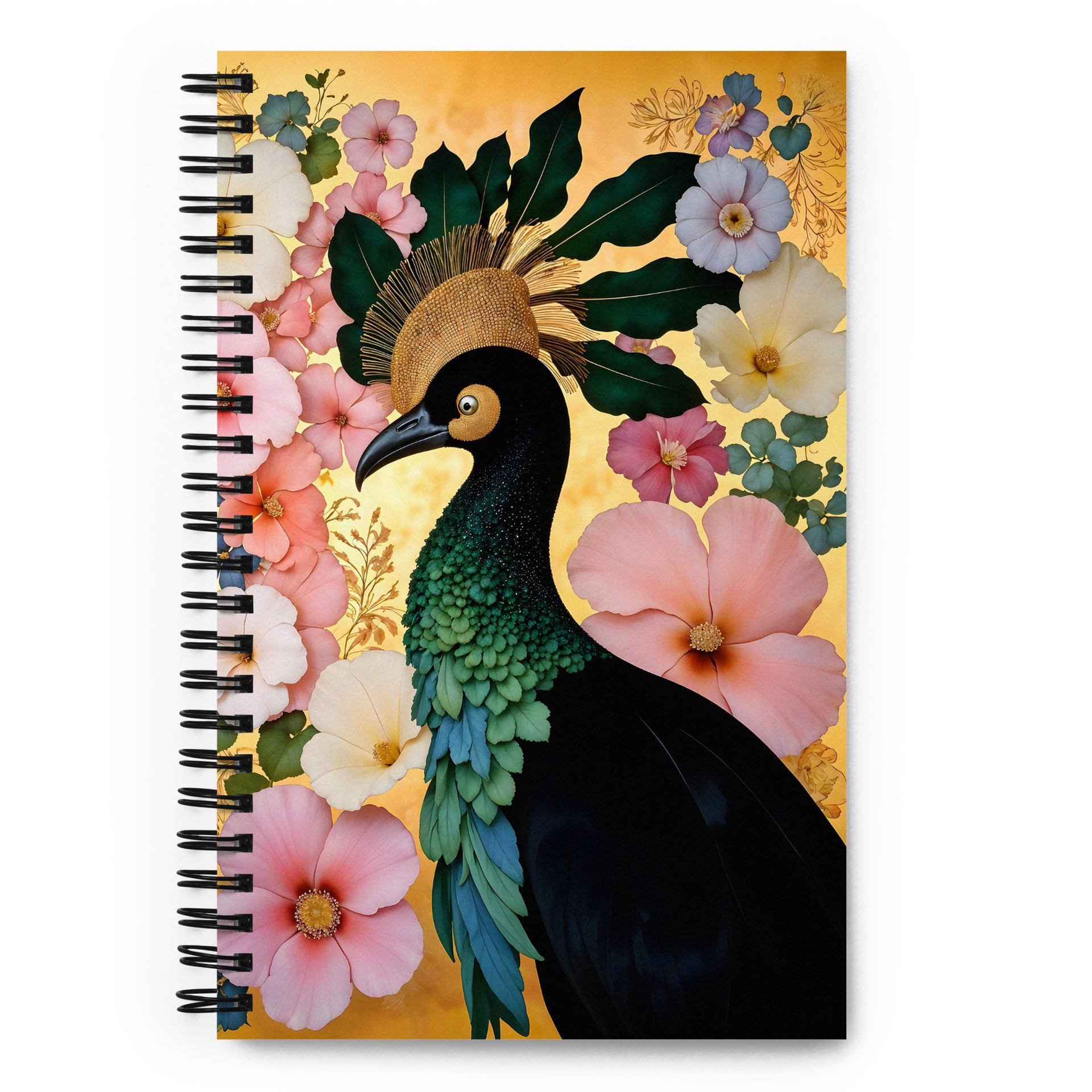 Carnet à spirale MZelle Design format A5 illustré recto verso motif oiseau art déco