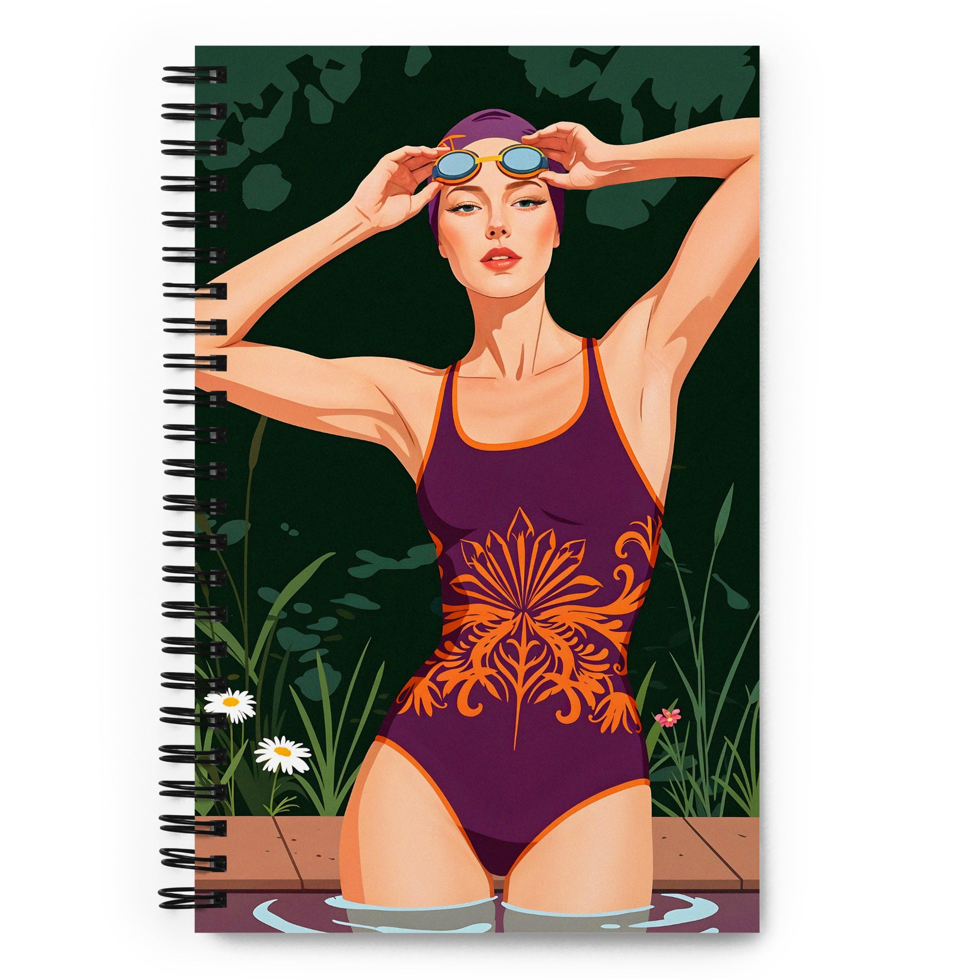 Carnet à spirale MZelle Design format A5 illustré recto verso motif nageuse