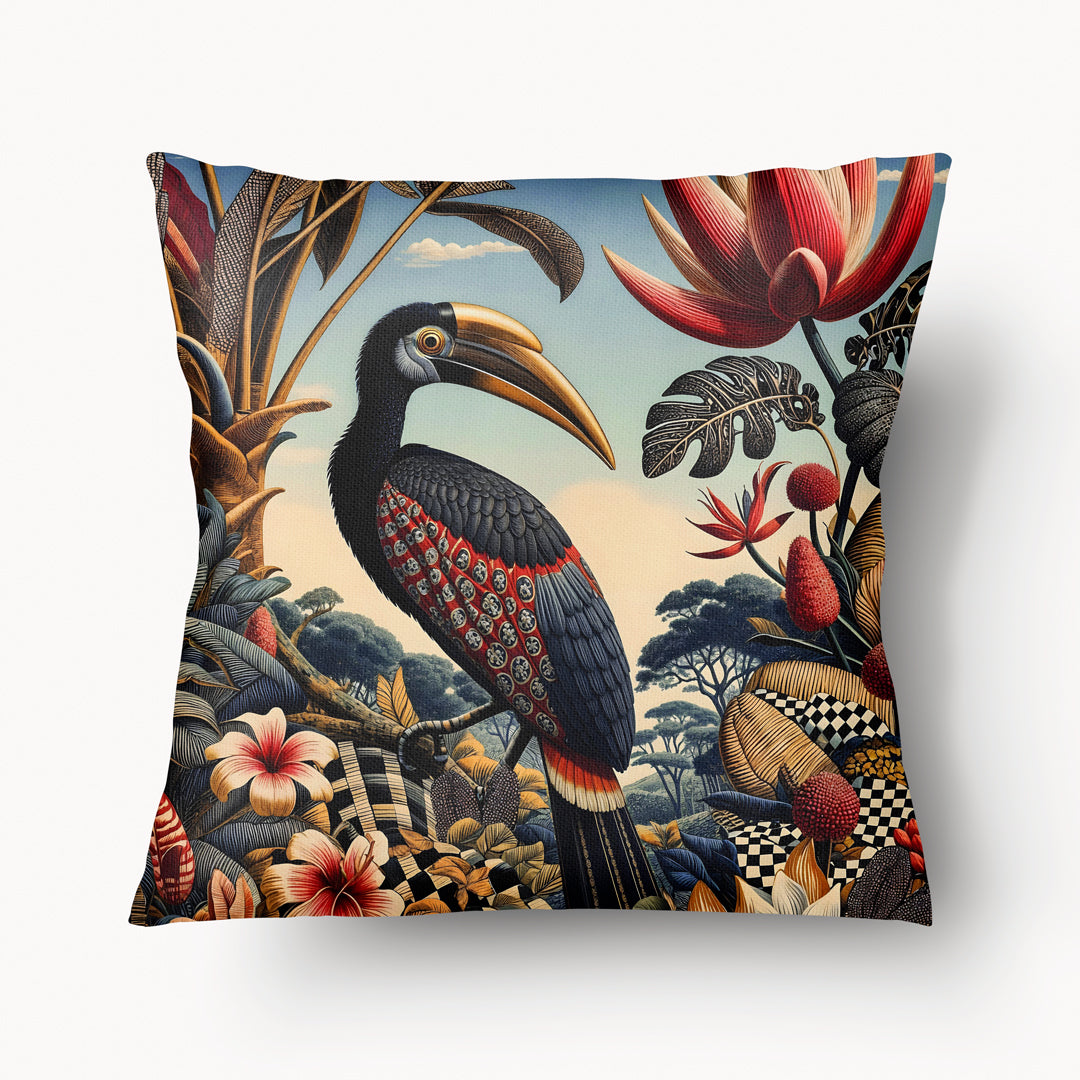 Housse de Coussin AFRIQUE - Duo Yoruba Kebe et Calao verso mzelle design
