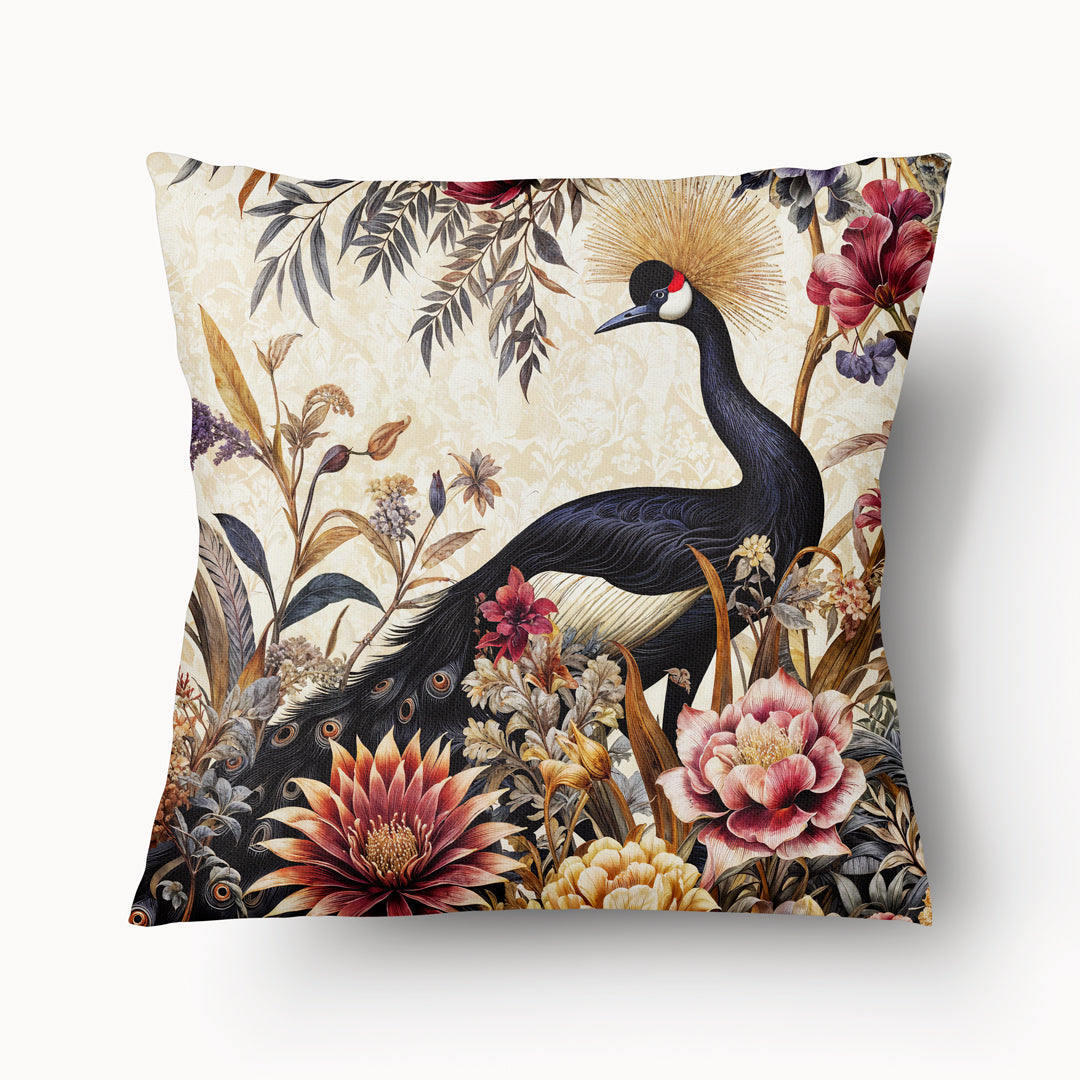 Housse de Coussin BESTIAIRE - Duo Canopée Fantastique Grue Paon - 45cm